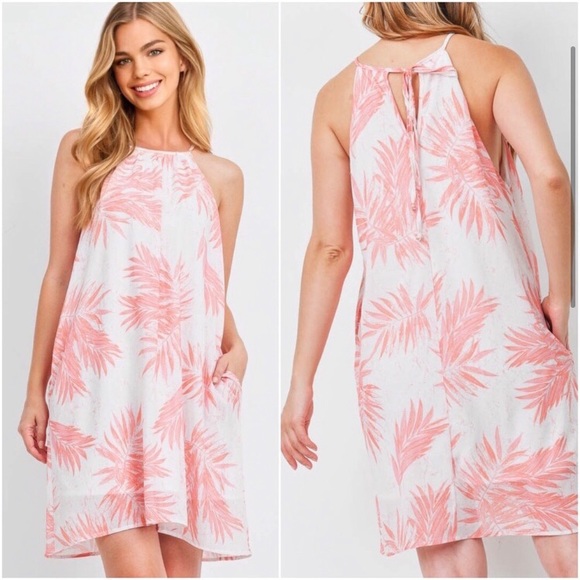 White Coral Springs beautiful flowy women’s spring summer dress - Picture 2 of 4